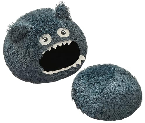 Cuccia chiusa per gatti – 20 pollici | Cuccia per cani di peluche – caldo e morbido per gattini con tappetino rimovibile per interni ed esterni, comodo posto per dormire per gatti e piccoli