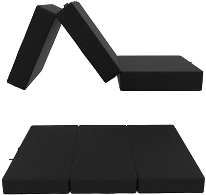 Vikbar madrass för camping och resor – 80 x 195 x 15 cm bärbar gästsäng svart lätt att förvara bekväm golvsäng för hem och utomhusbruk