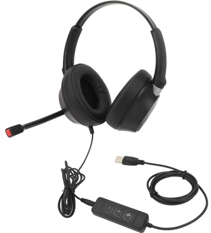 BONKZEBU Casque VOIP Confortable à Double Oreille pour Center D'appels, Casque Téléphonique pour Le Service Client de Bureau, ABS Noir