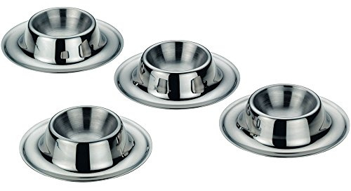 kela 19246 Set coquetiers Vision 4 pièces en Acier Inoxydable, Argent, 9 x 9 x 3,5 cm