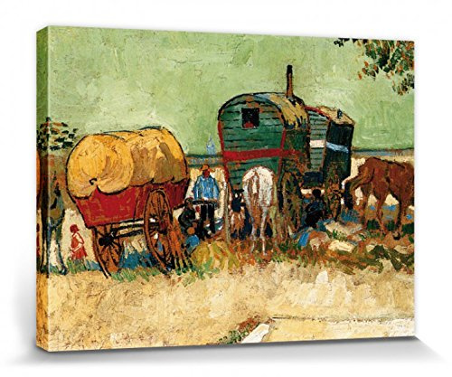 1art1 Vincent Van Gogh Poster Nomadenlager Mit Pferdewagen, 1888 Bilder Leinwand-Bild Auf Keilrahmen | XXL-Wandbild Poster Kunstdruck Als Leinwandbild 40x30 cm