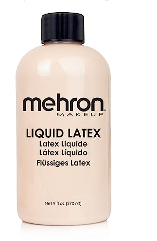 Mehron Make-up Liquid Latex Light Flesh | SFX-Make-up | Latexkleber für die Haut | Prothesenkleber (270 ml)