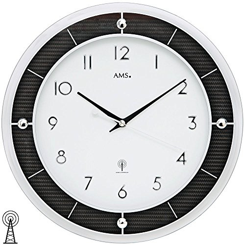 AMS F5854 Funk-Wanduhr, Holz, Mehrfarbig, 35 x 35 x 12 cm