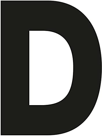 Merriway BH04037 (4 Pcs) Black Vinyl Stick-On Wheelie Bin Post Box Crate Dust Bin Letters 75mm (3 inch) Letter D - Pack of 4 Pieces