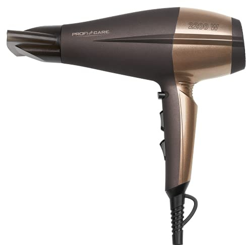 ProfiCare PC-HT 3010 kompakt hårtork, 3 temperatur-/effektnivåer, joniseringsfunktion, 2 fläktnivåer, cool shot, brun/brons, 330101