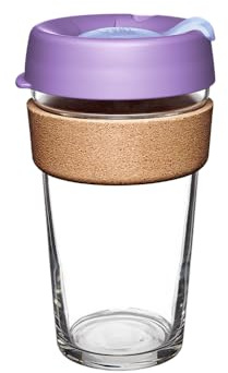 KeepCup Wiederverwendbare Kaffeetasse, gehärtetes Glas und Naturkork, 454 ml, Mondlicht
