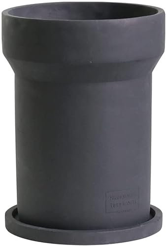 WJFMZS Planter Plant Pot - Nordic Flowerpot Industrial Chimney Tank, Cactus Containers Succulents Basket With Tray ＆ Drain Hole, Concrete Vase Decorative For Indoor Outdoor Garden, Black