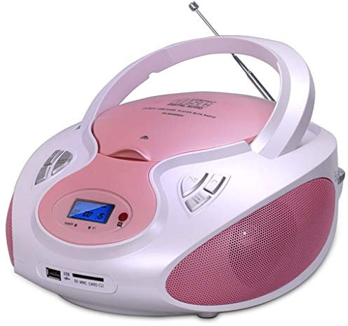 tuzhi Lettori CD Boombox Player CD Portatile con Bluetooth, Radio FM, Riproduzione USB MP3, Ingresso AUX da 3,5 mm, Jack per Cuffie, Display a LED Macchina di apprendimento CD (Color : Pink)