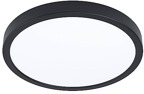 EGLO Smart Home LED Deckenlampe Argolis-Z, Deckenleuchte außen | Aufbauleuchte dimmbar, Alu in Schwarz, Kunststoff in weiß, warmweiß-kaltweiß, IP44, Ø 28,5 cm