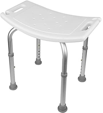 GENPLUS Duschhocker, höhenverstellbar, rutschfest, aus Aluminium, für Alter und Schwangere (51 x 39 x 60,5 cm (mit Löchern)