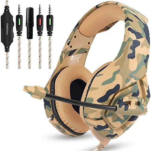 QESTO ACT Sporte Camouflage Headset Bass Gaming Cuffie Cuffie Casque con Microfono per PC Cellulare Xbox One Tablet (A)