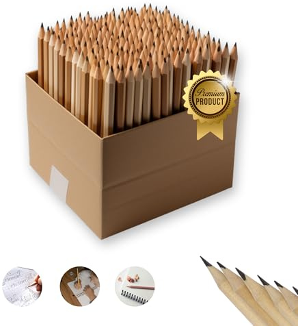 MASAT® [Confezione da 100 matite - Astuccio per matite - Matite in legno naturale - affilate e con gomma cancellabile - 2 HB perfette per scuola, ufficio, scrittura, belle arti