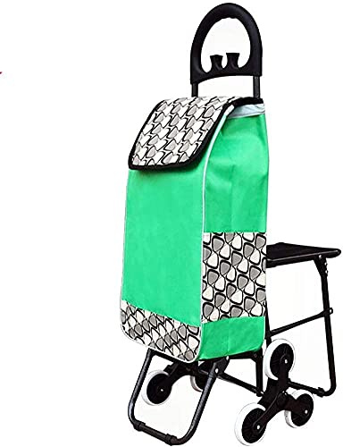 Pimex Trolley Multi-Function Shopping Cart Trolley Old Age Handcart Stair Climber with Hook Handle Seat Removable Waterproof Canvas Bag Storage Hand Trucks,Black,A