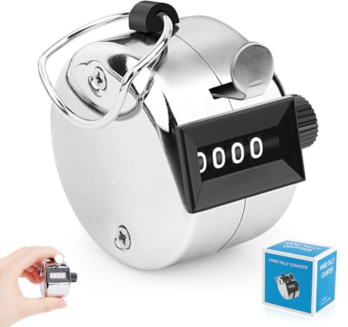 UKOFEW Handzähler Zähler，Rundenzähler，4 Zähler Fingerzähler，ABS Counter Clicker ，für Personenzähler，Coaching, Stricken, Menschen,Golf und Reihenzähler,Silber