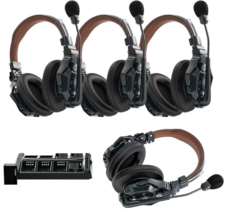 Hollyland Solidcom C1 Pro - System di cuffie interfono wireless ENC Full Duplex per 4 persone, 335 m, con cuffie PTT mute, per la produzione di film TV con droni della chiesa (versione a doppia