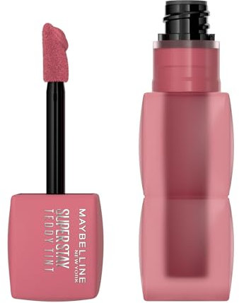 Maybelline New York, Super Stay Teddy Tint, Textura Suave e Intensidad de Color Modulable, 4 Formas de Aplique, Ligero en los Labios, Hasta 12h de duración, No Transfiere, Tono: Kneehigh 55