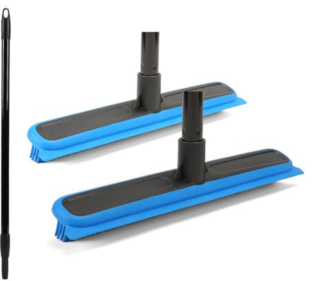 Rubber Broom for Pet Hair Removal Floor Brush with Built in Squeegee (C50900), Indoor & Outdoor Cleaning, Carpet Cleaning, Telescopic Handle Sweeping, Pet Hair Collecting