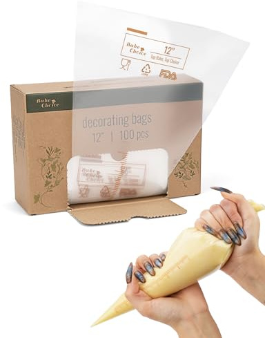 Bake Choice 12 Inch Piping Bags, 100PCS Thickened Disposable Pastry Bags, Anti Burst Icing Bags for Cream Frosting, Non-slip Frosting Bags, Cake & Cookie Decorating Supplies