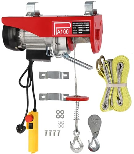 Electric Hoist Lift with Wired Remote Controller 100KG 480W Electric Hoist 220V Electric Winch for Garage IP40, 6-12M Lifting Height