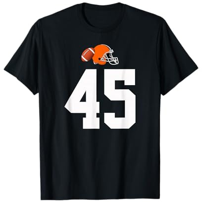 Americano Fútbol Casco Estilo Vintage Número 45 Camiseta