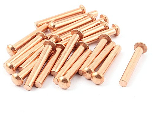 sourcing map a15091700ux0454 20 PCS 3/40,6 cm D 1 3/20,3 cm L Schaft Rund Kopf Kupfer massiv Nieten gurthalteband de