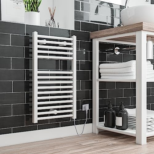 Der Renovierungsprofi Handtuchwärmer Toskana, elektrisch mit Heizstab, 70 x 40 cm, alpin-weiß, Heizpatrone mit Kabel und Schuko-Stecker, Handtuchhalter-Funktion