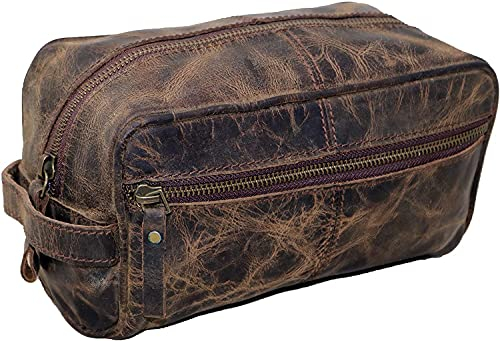 JAALD Tasche Kulturtasche Koffer Waschtasche Kit Ledertasche Kulturbeutel Necessaire echt Leder die Toilette Badezimmer Rasieren Wasserdicht Kosmetik Medikamente Herren Damen Leather toiletry dopp bag