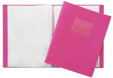 Janrax A4 rosa flexibelt fodral 20 fickvisningsbok – presentationsmapp