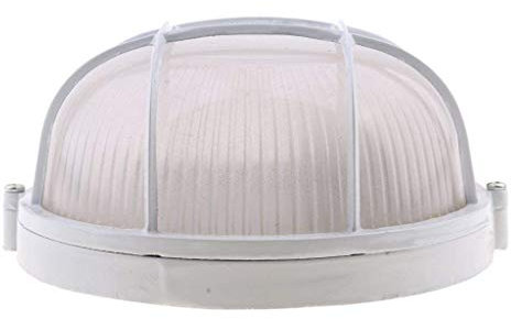 Tubayia Lámpara de sauna con rejilla protectora de metal para baño de vapor (redonda)