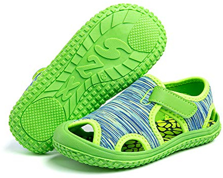 Hitmars Sandali Bambina Bambino Unisex Estivi Sandali Bimba Bimbo Spiaggia Anti Scivolo Traspiranti Sportivi Scarpe da Corsa Rosa Viola Blu Grigio Verde EU 21-31 Verde1 23