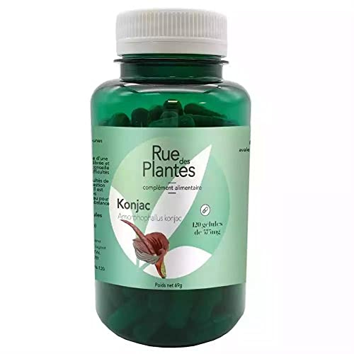 Konjac 120 Gélules – Rhizome Naturel Riche en Fibres, Favorise la Satiété et l’Équilibre Alimentaire, Idéal pour Accompagner un Programme Minceur | Conditionnée en France, RUE DES PLANTES