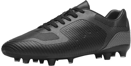 DREAM PAIRS Men‘s Firm Ground Soccer Cleats Soccer Shoes,Size 12,Black/Grey,SUPERFLIGHT-2