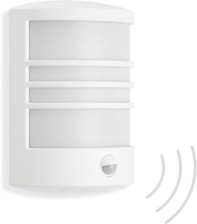 TELEFUNKEN - LED Außenwandleuchte, Außenwandlampe inkl. Bewegungssensor, inkl. Dämmerungssensor, 12 Watt, 1.200 Lumen, 4.000 Kelvin, IP44, Weiß, 245x180x95mm (LxBxH)