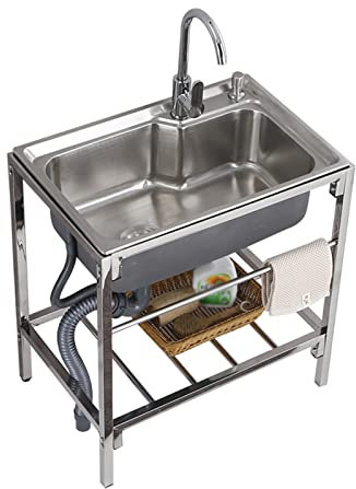 Fregadero De Acero Inoxidable Para Cocina,Fregadero de servicios públicos,Fregadero comercialPara Cocina, Restaurante, Para Jardín, Restaurante, Lavandería, Garajes,28*18*30in ( Color : Thicken A )