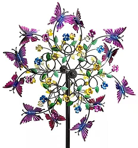 Buntes Windrad Kreise Blumenstecker Deko Garten Dekostecker Windspiel Bunter Schmetterlings-Garten-Windspinner