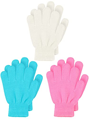 3 Pairs Toddler Gloves Kids Mittens Winter Warm Knitted Gloves Full Finger Mittens for Toddler Boys and Girls