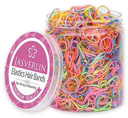 JASVERLIN 2000 élastiques multicolores, Petits élastiques à cheveux Arc-en-ciel pour bébés Attaches à cheveux pour bébés Pas d'accrochage