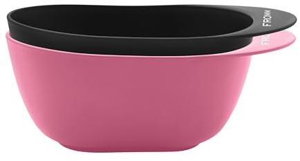Fromm XL Oval Color Mixing Bowl Set 21 oz, Professional Salon Color Mixing Bowls, Color Bowls for Colorists & Hair Stylists, Ideal for Mixing Multiple Colors, Spill Proof, Fuchsia & Black, 2-Pack