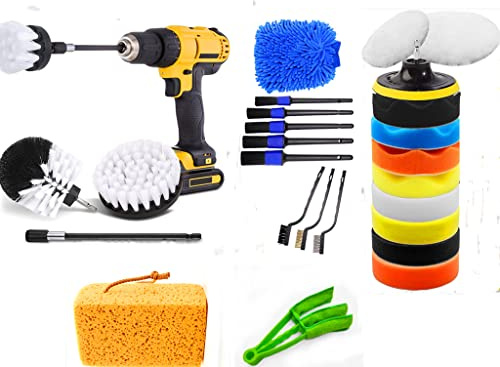 HUAWELL Weiche Borsten-Auto-Detailing-Bürsten-Set mit Verlängerungsbefestigung, Auto-Detailing-Bürsten-Set, Auto-Waschset mit Reinigungsgel, Armaturenbrett (26)