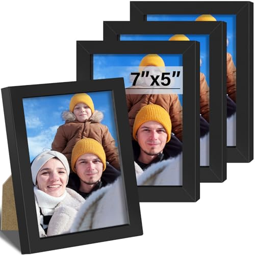 XHDA 4er Set 13x18cm Bilderrahmen Schwarz, Holz Fotorahmen für Wand oder Tischdisplays Fotos, Kinderzeichnung