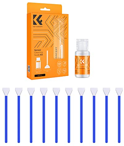 K&F CONCEPT16mm APS-C Sensor Cleaning Swab*10 + 20ml Sensor Cleaner, DSLR SLR Digital Camera Sensor Cleaning Swab Kits for Reflex and Mirrorless Digital Camera CCD and CMOS Sensors