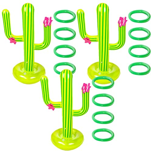 ibasenice 3ensembles Jeu De Toss Anneaux Gonflables Forme De Cactus De Jouets De Fête Flottants pour Piscine Amusant pour Adultes pour Fêtes De Plage Jardin