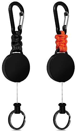 Schlüsselbund Ausziehbar Schlüsselanhänger mit Zugband, 2 Stücke Schlüsselband Ausziehbar Ausweis Einziehbarer mit Stahldrahtseil Ausweishalter Ausziehbar mit Karabiner ID Badge Holder Kartenhalter