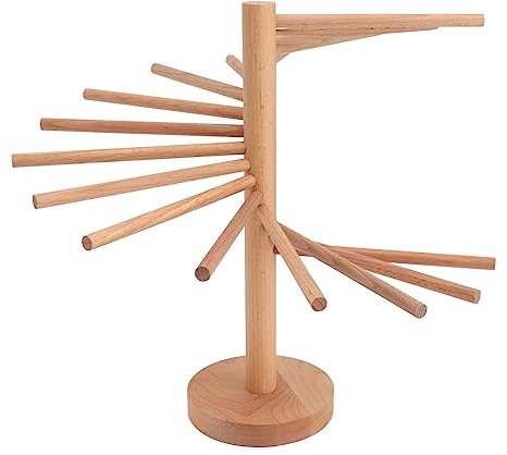 Estante de Secado de Pasta Plegable, Madera Maciza, Plegable, Hecho en Casa, Soporte para Espaguetis Frescos, Secador de Fideos con 18 Brazos, Soporte Alto para Secador de