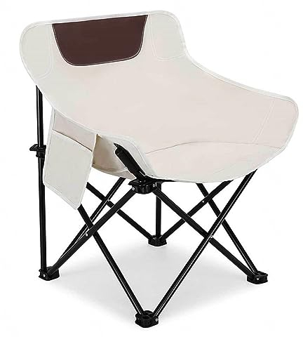VIDECOR Klappbarer Campingstuhl, Robuster Camp-Direktorstuhl für Erwachsene | 45 cm * 48 cm * 69 cm Klappbare Campingstühle für Terrasse, Ausflug, Garten, Strand, Camp, Outdoor, Angeln,Beige