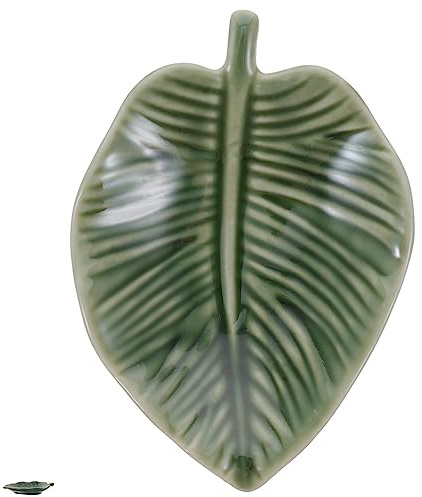 Cabilock Plateau à Bijoux En Céramique Organisateur De Bijoux De Feuille Vert Décoratif Pour Collier Et Bagues Utilisation De Bain Table De Nuit