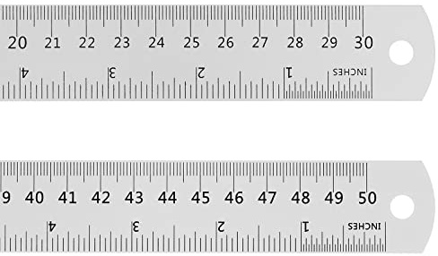Sourcing Map 2 Stück Edelstahl-Lineal 12 Zoll / 30 cm & 20 Zoll / 50 cm metrisch mit Umrechnungstabelle Aluminium-Messwerkzeug