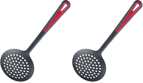 Westmark Schaumlöffel/Schöpf-/Abseihlöffel, Länge: 32,2 cm, Gallant, Schwarz/Rot, 29502270 (Packung mit 2)