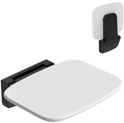 Sgabello Doccia Pieghevole a Muro，Sedile per Doccia da Parete Ribaltabile，Sedia da Doccia Disabili e Anziani Colore （Bianco）