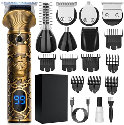 YIDON Rasoio Elettrico Barba, 6 in 1 Versatilit Tagliacapelli Uomo Professionale, Regolabarba Uomo T-lama Trimmer Kit, Macchinetta per Capelli con Display LED, Adatto Uomo/Famiglia/Barbiere